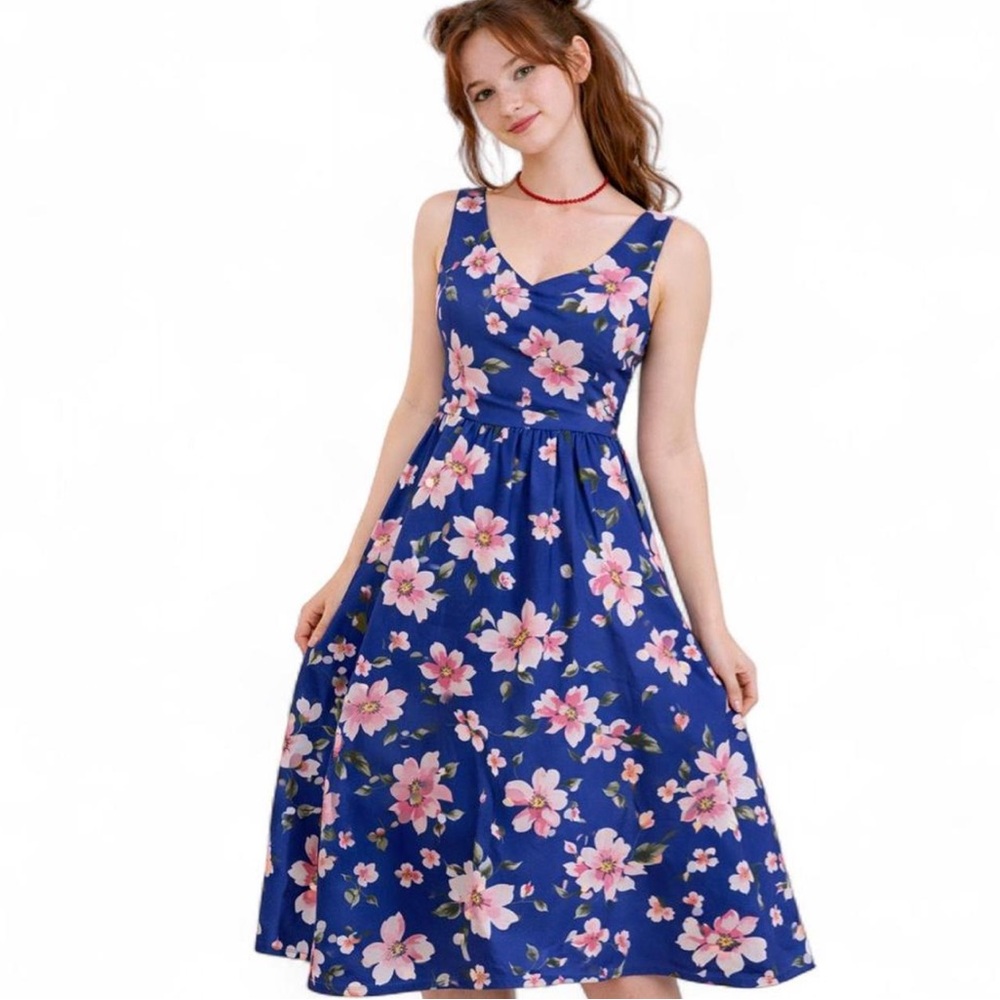Liz Lisa Blue Floral Dress Kawaii Girly Gyaru Coquette Fancy Sweetheart